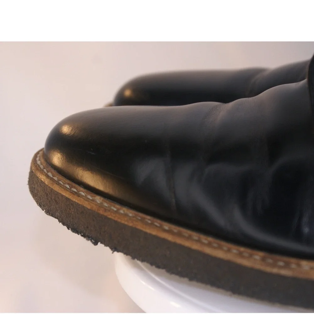 Common Projects Black Leather Derby Shoes EU46 US13 Made in Italy Crepe Sole